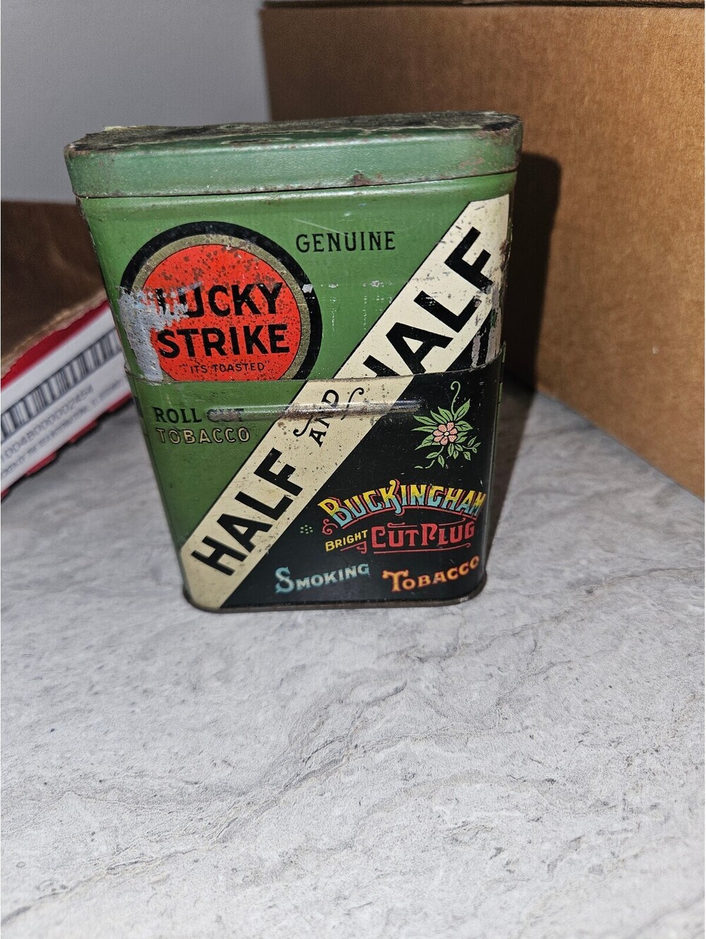 Vintage Lucky Strike Half and Half Tobacco Tin